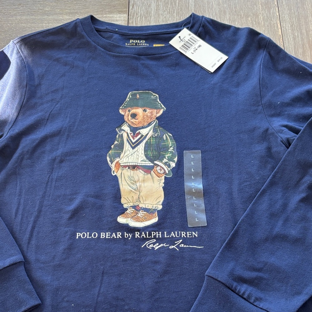 Polo by Ralph Lauren Blue Long Sleeve with Bear Graphic